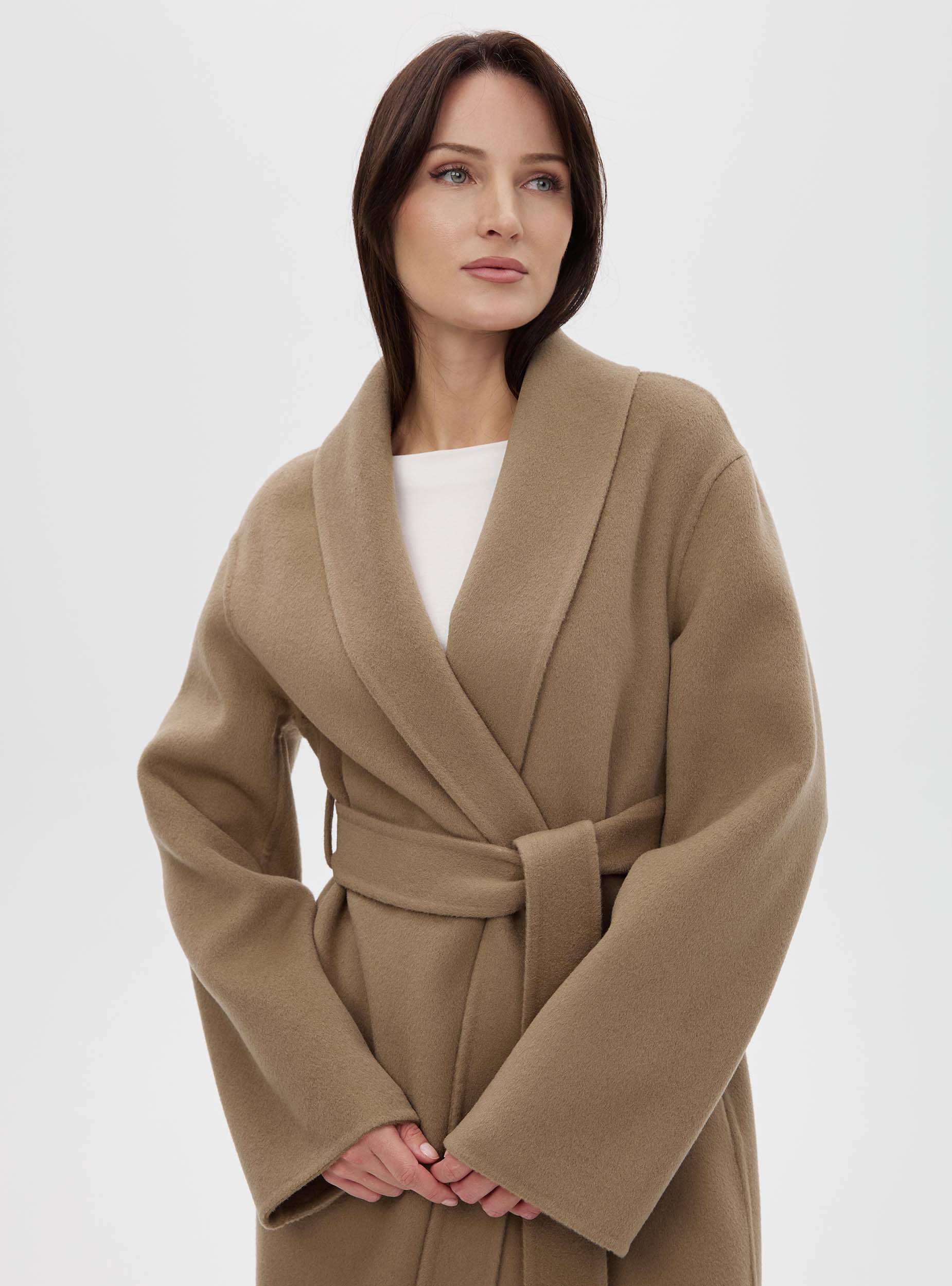 Пальто с воротником шалька double coat